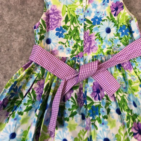 Jessica Ann Dress 18 Month Baby Girl Purple Floral Plaid Tie Back Summer Tank - Picture 7 of 9